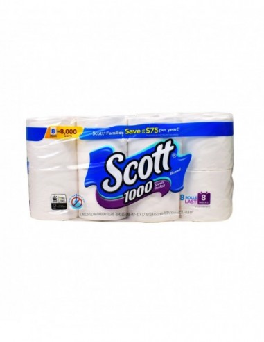 SCOTT BRAND 1000 SHEETS PER ROLL 8 ROLLS