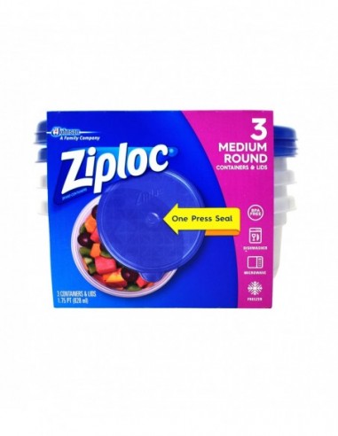 ZIPLOC 3 MEDIUM ROUND CONTAINERS & LIDS