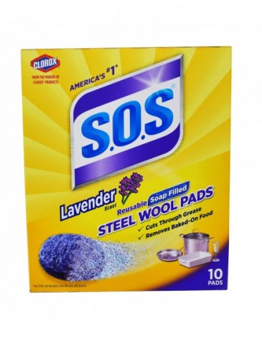 CLOROX S.O.S LAVENDER STEEL WOOL PADS 10